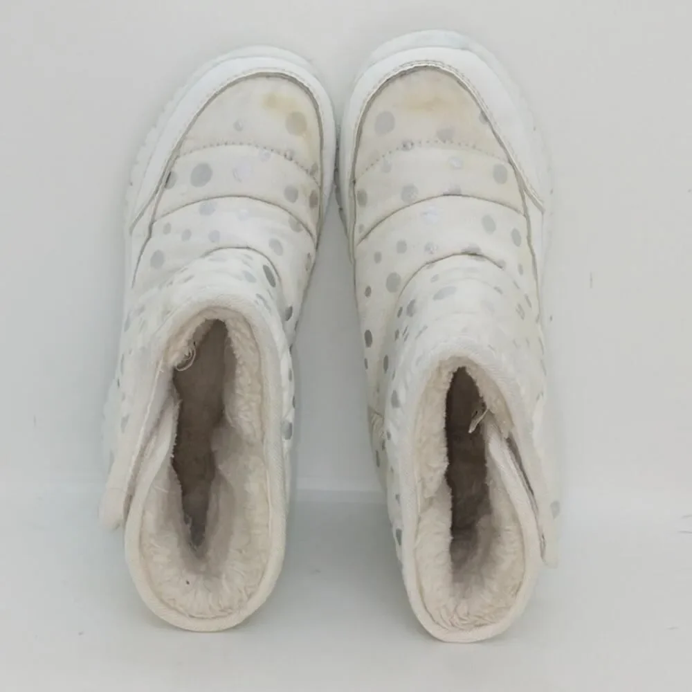HobiBear Girls Siler & White Waterproof Shearling Lined Boots - Size 2.5